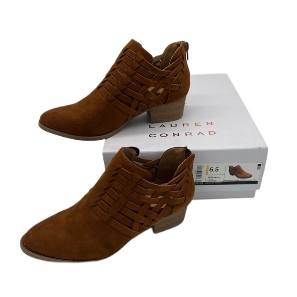 LC Lauren Conrad Women’s Tanzanite Western Boho Hippie Cognac Ankle Boots 6.5